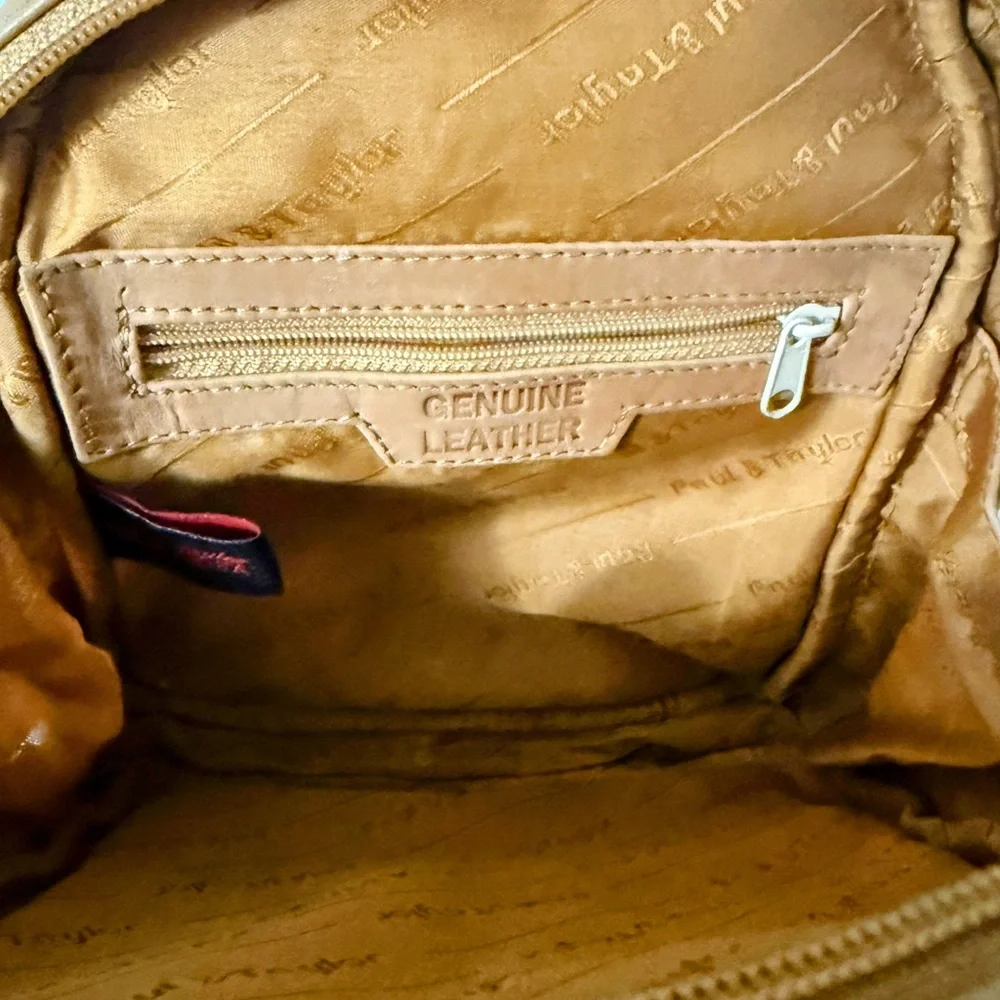 Paul & Taylor Genuine Leather Mini Backpack Tan Convertible Bag Soft Leather USA